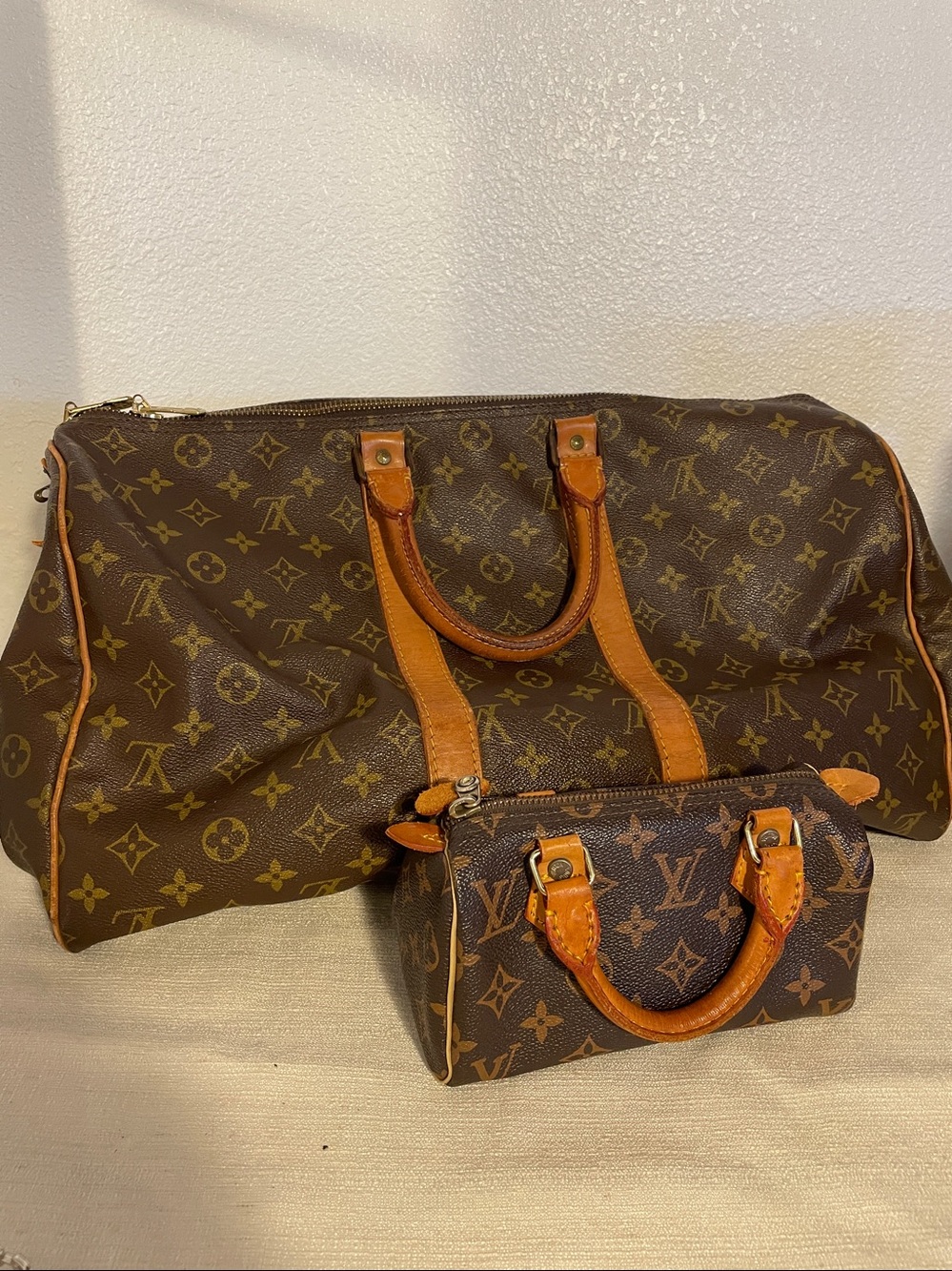 Travel Brown Duffel Bag and Mini Bag